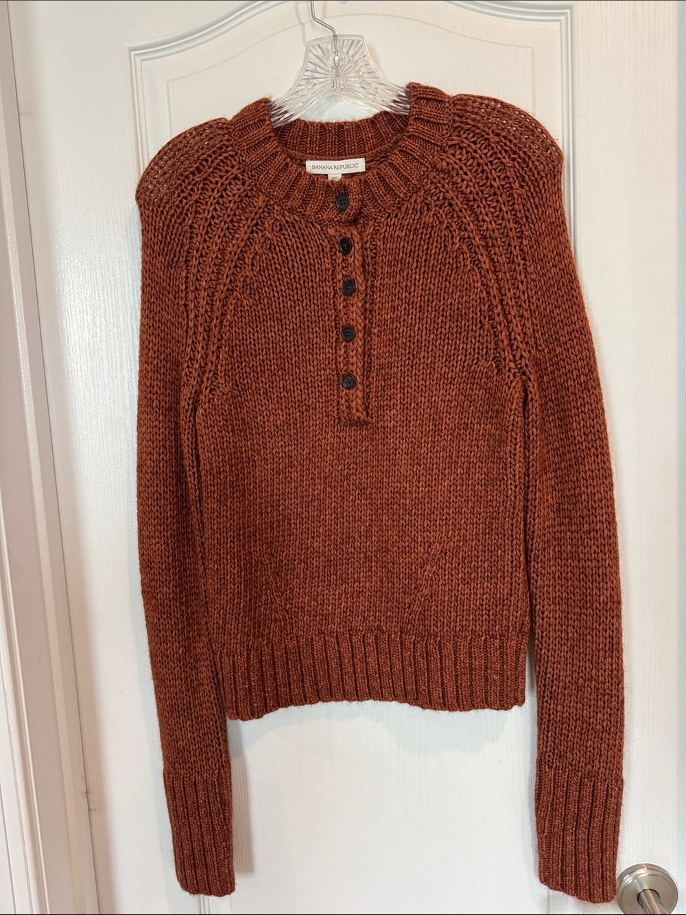 NWT XS Banana Republic Women's Button Henley Sweater - Rust